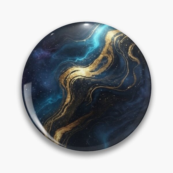 Item preview, Cosmic Fluid Marble Black Gold and Cyan Blue designed and sold by ATAMLEHArt.