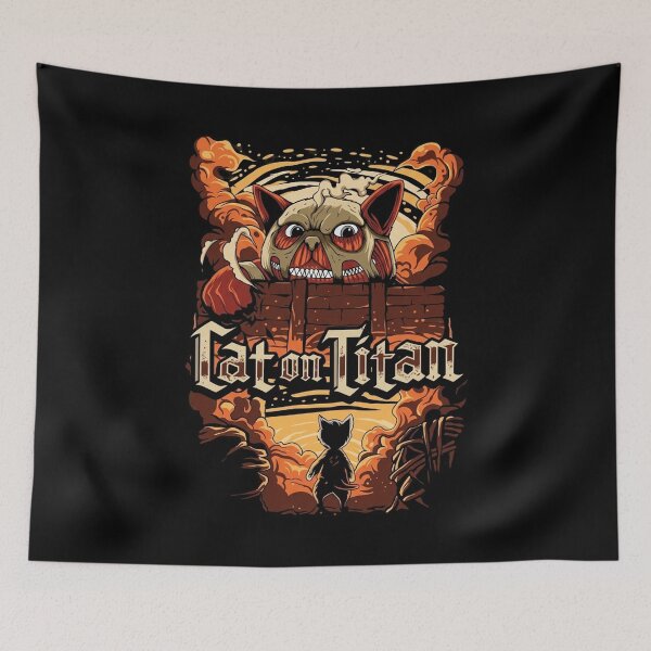 Item preview, Cat on Titan Parody designed and sold by PRINTATSTUDIO.