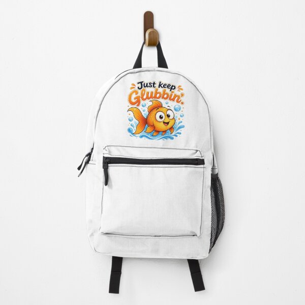 Item preview, Just Keep Glubbin Cute Goldfish Quote | Adorable Kawaii Fish Illustration | Funny Positive Ocean Animal Design designed and sold by CRAZZYDOODLES.