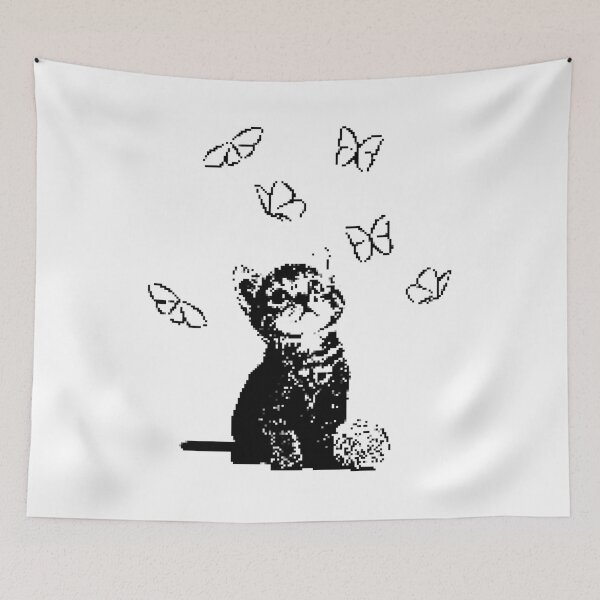 Item preview, Pixel kitten and butterflies designed and sold by ANVivid.