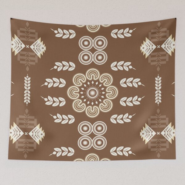 Item preview, Boho Folk Floral Pattern in Earthy Brown Scandinavian Textile Design designed and sold by CHANCHANAI.