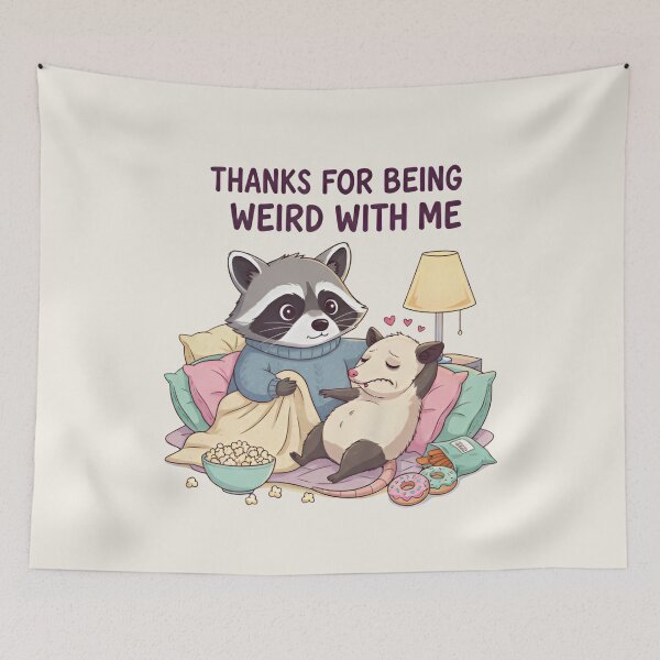 Item preview, Thanks for Being Weird with Me Raccoon & Opossum Shirt – Cute Best Friend Meme Tee designed and sold by ZyxDes.