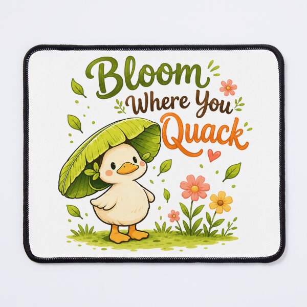 Item preview, Bloom Where You Quack – Cute Duck Inspirational Quote | Kawaii Duck Cartoon | Positive Nature Aesthetic Gift designed and sold by CRAZZYDOODLES.