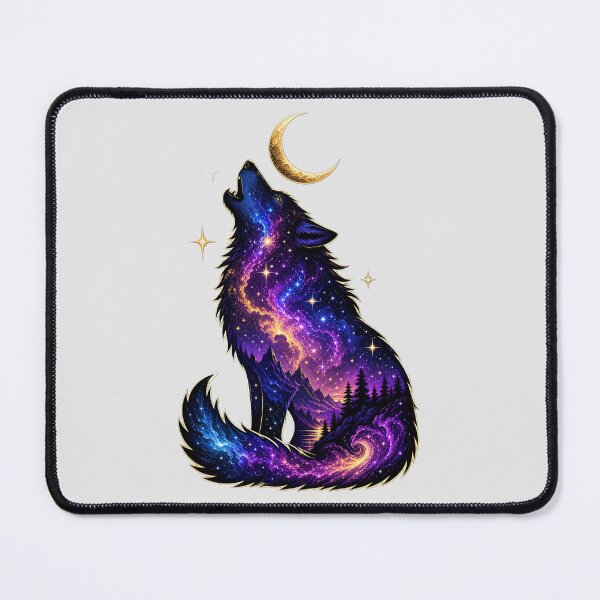 Item preview, Cosmic Howling Wolf - Galaxy Night Sky Landscape designed and sold by Wear-X.