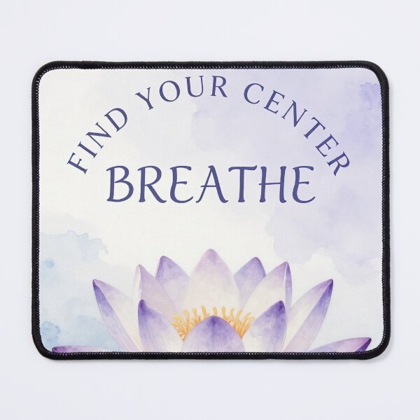 Item preview, Find Your Center Breathe Lotus Flower Watercolor Meditation Zen Yoga Poster designed and sold by FestivityFinds.
