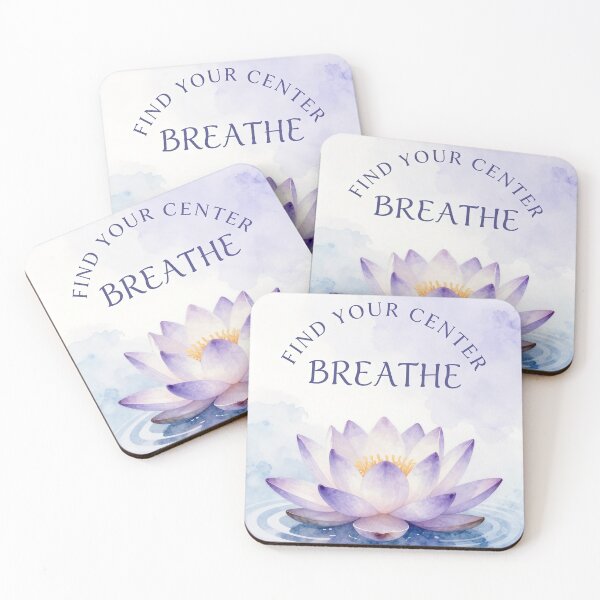 Item preview, Find Your Center Breathe Lotus Flower Watercolor Meditation Zen Yoga Poster designed and sold by FestivityFinds.