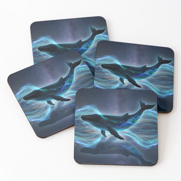 Item preview, Cosmic Galaxy Whale – Glowing Bioluminescent Ocean Space Art designed and sold by DreamyWallVibes.