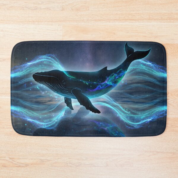 Item preview, Cosmic Galaxy Whale – Glowing Bioluminescent Ocean Space Art designed and sold by DreamyWallVibes.