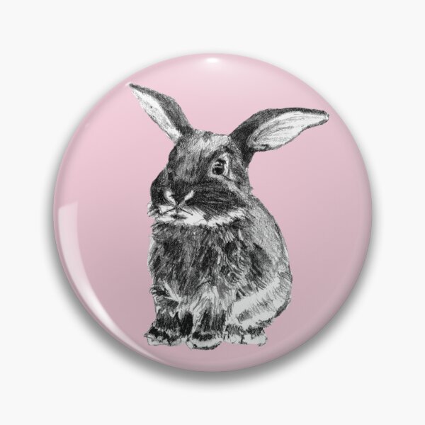 Item preview, Cute black bunny baby pencil sketch pink background designed and sold by bee-denham-art.