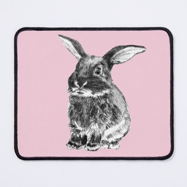 Item preview, Cute black bunny baby pencil sketch pink background designed and sold by bee-denham-art.