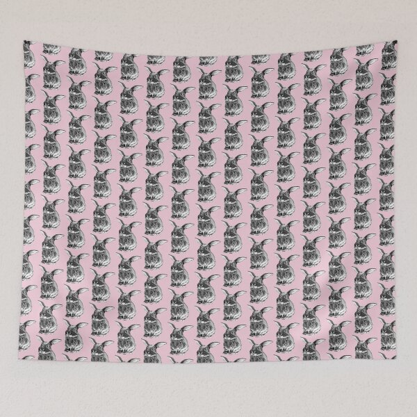 Item preview, Cute black bunny baby pencil sketch pink background designed and sold by bee-denham-art.