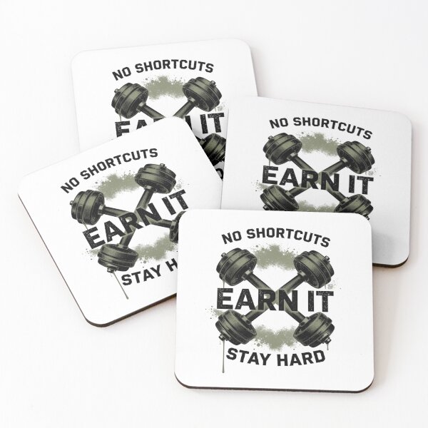 Item preview, No Shortcuts Earn It Stay Hard Crossed Dumbbells Gym Workout Motivation T-Shirt designed and sold by FestivityFinds.