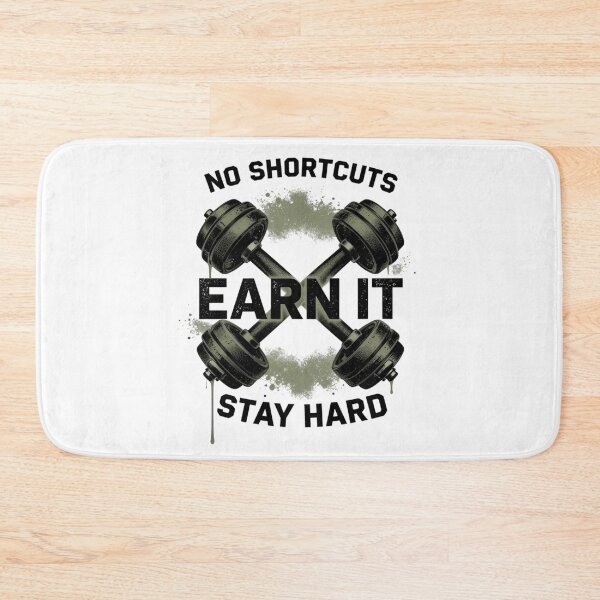Item preview, No Shortcuts Earn It Stay Hard Crossed Dumbbells Gym Workout Motivation T-Shirt designed and sold by FestivityFinds.