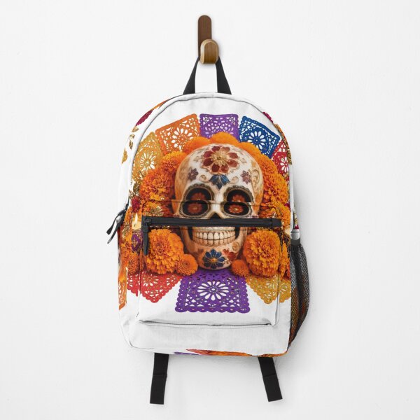 Item preview, Decorative Día de los Muertos Sugar Skull with Marigolds and Candles designed and sold by WangAew.