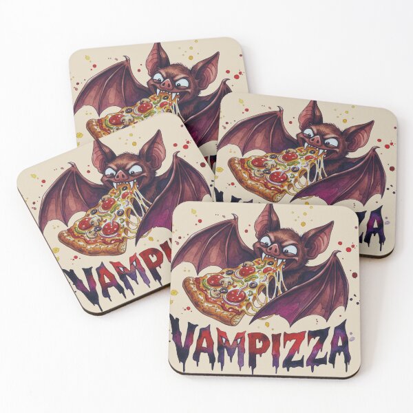 Item preview, Vampizza - Funny Vampire Bat Eating Pizza designed and sold by chriswo-design.