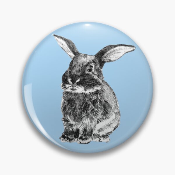 Item preview, Cute black bunny baby pencil sketch blue background designed and sold by bee-denham-art.