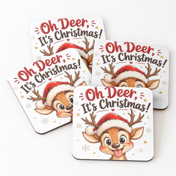 Item preview, Oh Deer, It's Christmas! – Cute Christmas Reindeer Pun | Kawaii Holiday Deer | Funny Xmas Cartoon Gift designed and sold by CRAZZYDOODLES.