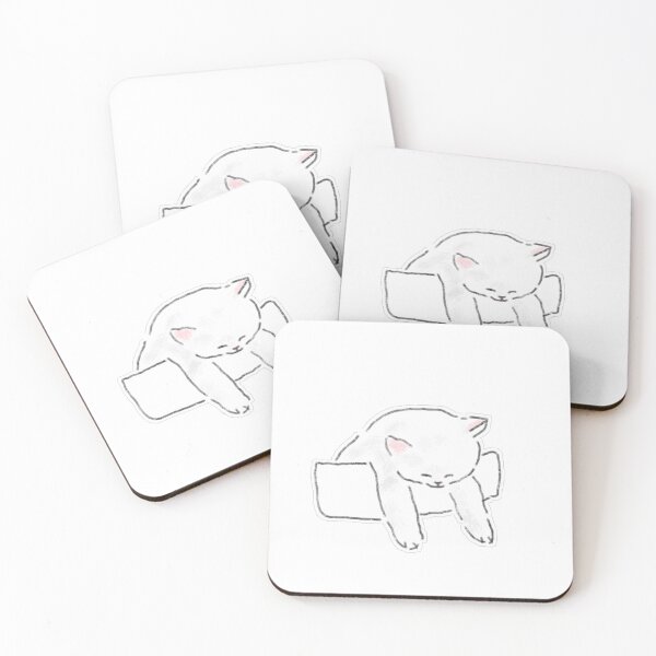 Item preview, Sleeping White Cat In Box Cute Hand Drawn Art designed and sold by raun.draw.