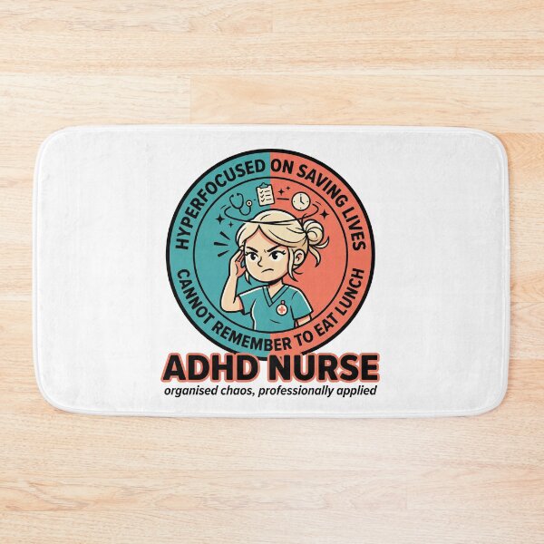 Item preview, ADHD Nurse Humor Gift: Hyperfocused on Saving Lives Funny Badge designed and sold by Osmose-Studio ⭐⭐⭐⭐⭐.