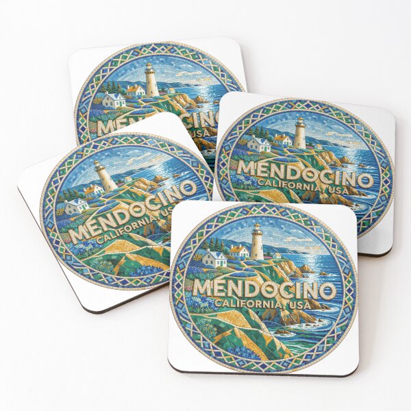 Item preview, Mendocino Coastal Cliffs Mosaic Travel Sticker Summer Souvenir designed and sold by Imaginarium of Chaos falcon88 .
