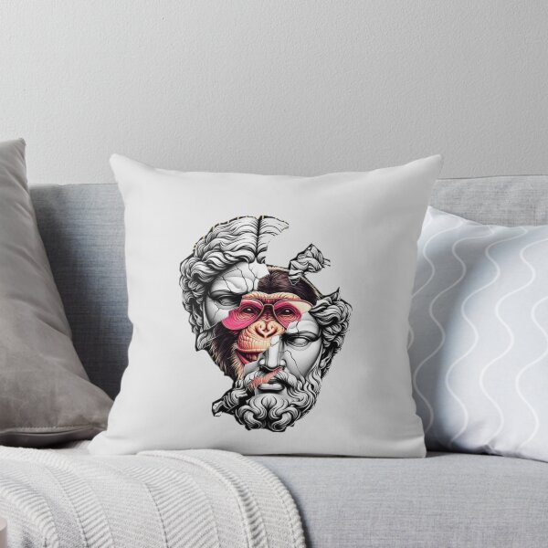 Item preview, Shattered Greek Statue Revealing Cool Monkey in Pink Sunglasses Surreal Pop Art Design designed and sold by Lineesh Kumar.