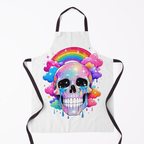 Item preview, Rainbow Melting Skull with Neon Candy Clouds Pop Art Illustration designed and sold by StormVape.