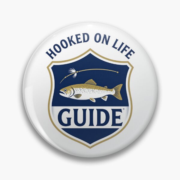Item preview, Hooked on Life Fishing Guide Vintage Trout Fly Fishing Badge T-Shirt designed and sold by FestivityFinds.