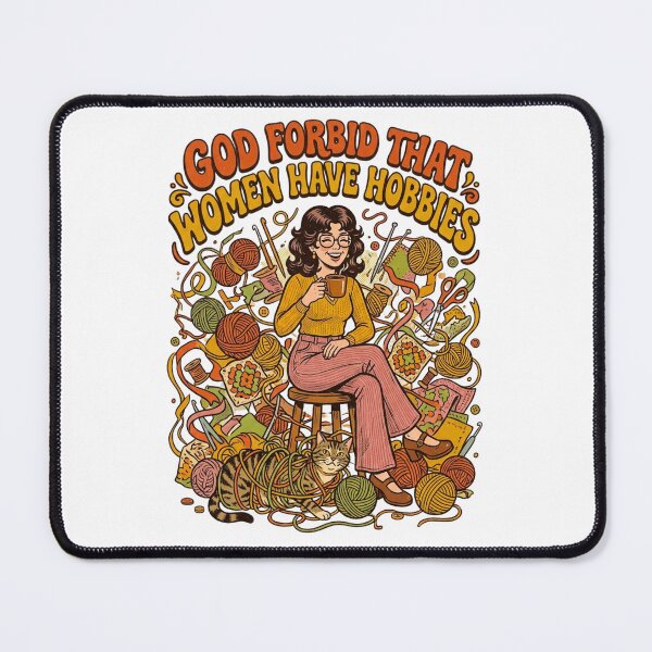 Item preview, God Forbid Women Have Hobbies - Funny Retro Crochet & Knitting designed and sold by BumbleBloom7.