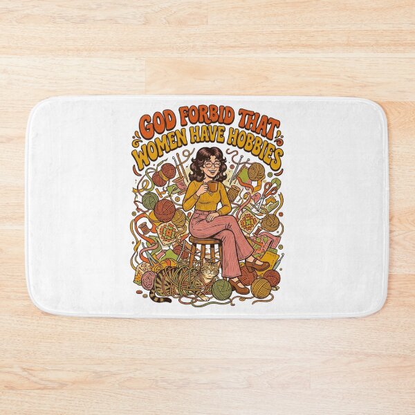 Item preview, God Forbid Women Have Hobbies - Funny Retro Crochet & Knitting designed and sold by BumbleBloom7.