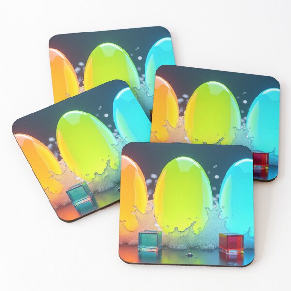 Item preview, Colorful Neon Abstract Eggs with Water Splash. designed and sold by fbtrisha.