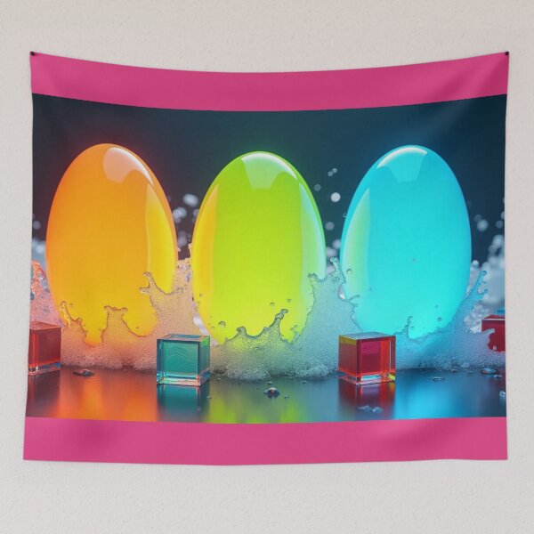 Item preview, Colorful Neon Abstract Eggs with Water Splash. designed and sold by fbtrisha.