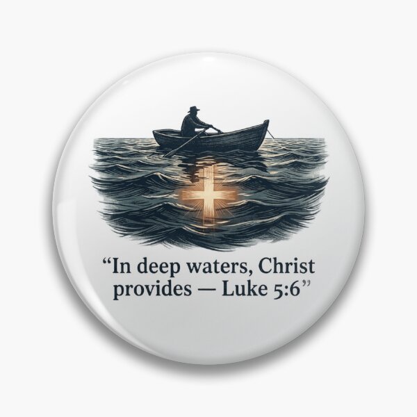 Item preview, “In Deep Waters Christ Provides – Christian Rowing Artwork with Scripture (Luke 5:6)” designed and sold by graceformen.