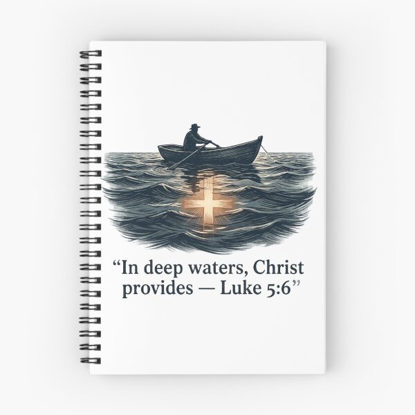 Item preview, “In Deep Waters Christ Provides – Christian Rowing Artwork with Scripture (Luke 5:6)” designed and sold by graceformen.
