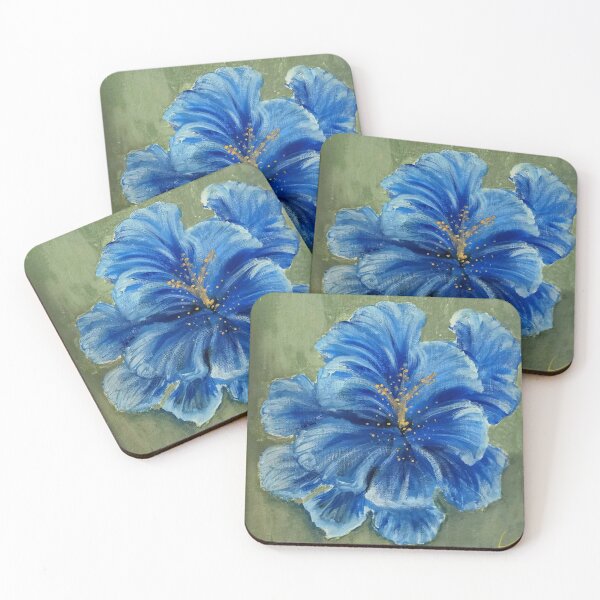 Item preview, Blue Hibiscus Painting in Sage Green designed and sold by Essentially Kate.