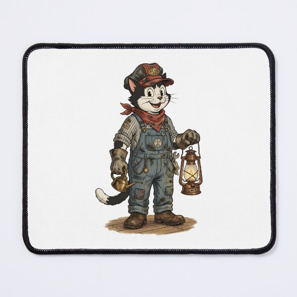 Item preview, Cat Steam Train Engineer Cartoon designed and sold by Museum Of Non-Existing Art.
