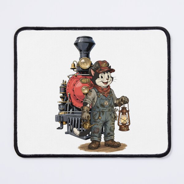Item preview, Cat Steam Train Engineer Cartoon 2 designed and sold by Museum Of Non-Existing Art.