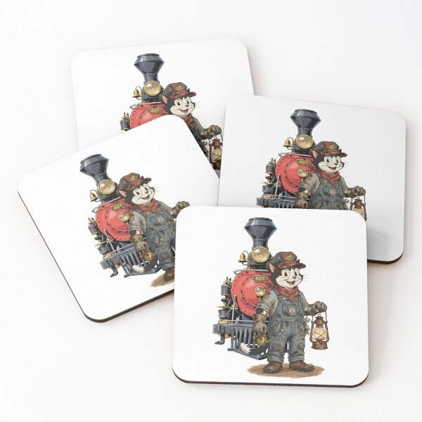 Item preview, Cat Steam Train Engineer Cartoon 2 designed and sold by Museum Of Non-Existing Art.
