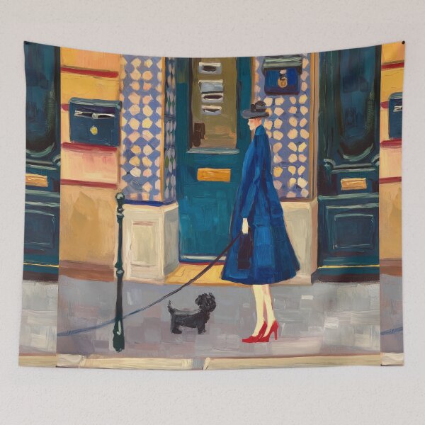 Item preview, Woman Walking Dog Wall Art – "Morning on in Montmartre" designed and sold by CARRAANN.