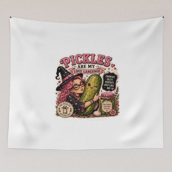 Item preview, Pickles are My Love Language  - Funny Pickle Witch Sticker designed and sold by Imagine Ink Design Studio.