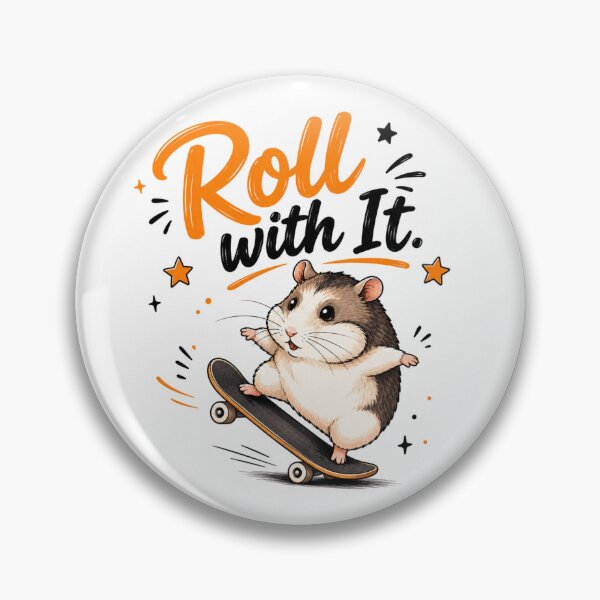 Item preview, Roll With It – Cute Skateboarding Hamster | Kawaii Hamster Motivational Quote | Funny Skate Gift designed and sold by CRAZZYDOODLES.
