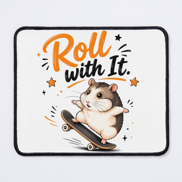 Item preview, Roll With It – Cute Skateboarding Hamster | Kawaii Hamster Motivational Quote | Funny Skate Gift designed and sold by CRAZZYDOODLES.