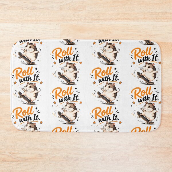 Item preview, Roll With It – Cute Skateboarding Hamster | Kawaii Hamster Motivational Quote | Funny Skate Gift designed and sold by CRAZZYDOODLES.