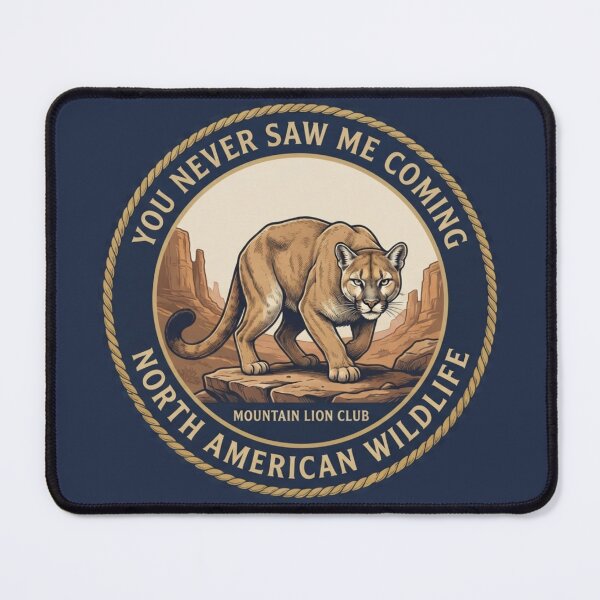 Item preview, You Never Saw Me Coming Mountain Lion Humor Badge designed and sold by CalmCapy Co.