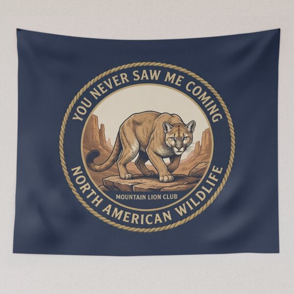 Item preview, You Never Saw Me Coming Mountain Lion Humor Badge designed and sold by CalmCapy Co.