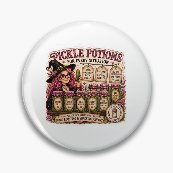 Item preview, Pickle Potions For Every Situation  - Funny Pickle Witch Sticker designed and sold by Imagine Ink Design Studio.