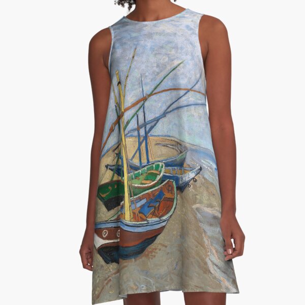 Fishing Boats on the Beach at Les Saintes Maries de la Mer A-Line Dress