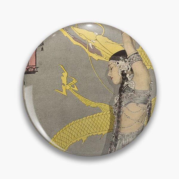 Item preview, Vintage Art Deco Oriental Dancer with Golden Dragon Poster designed and sold by pioniksua.
