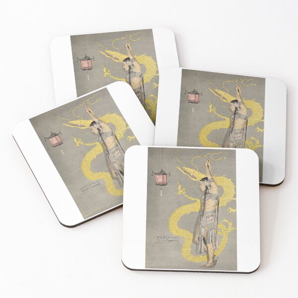 Item preview, Vintage Art Deco Oriental Dancer with Golden Dragon Poster designed and sold by pioniksua.