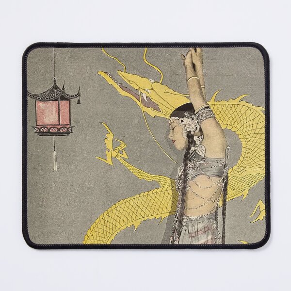 Item preview, Vintage Art Deco Oriental Dancer with Golden Dragon Poster designed and sold by pioniksua.