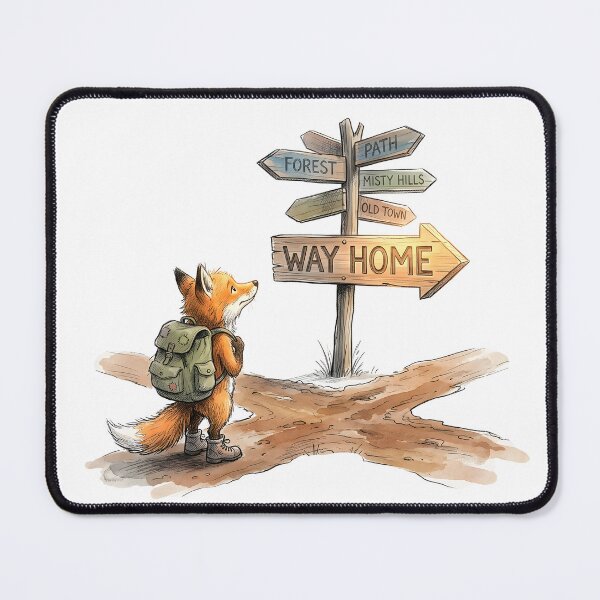 Item preview, Way Home - Traveler Fox At Crossroad Watercolor Art designed and sold by SoulPT.